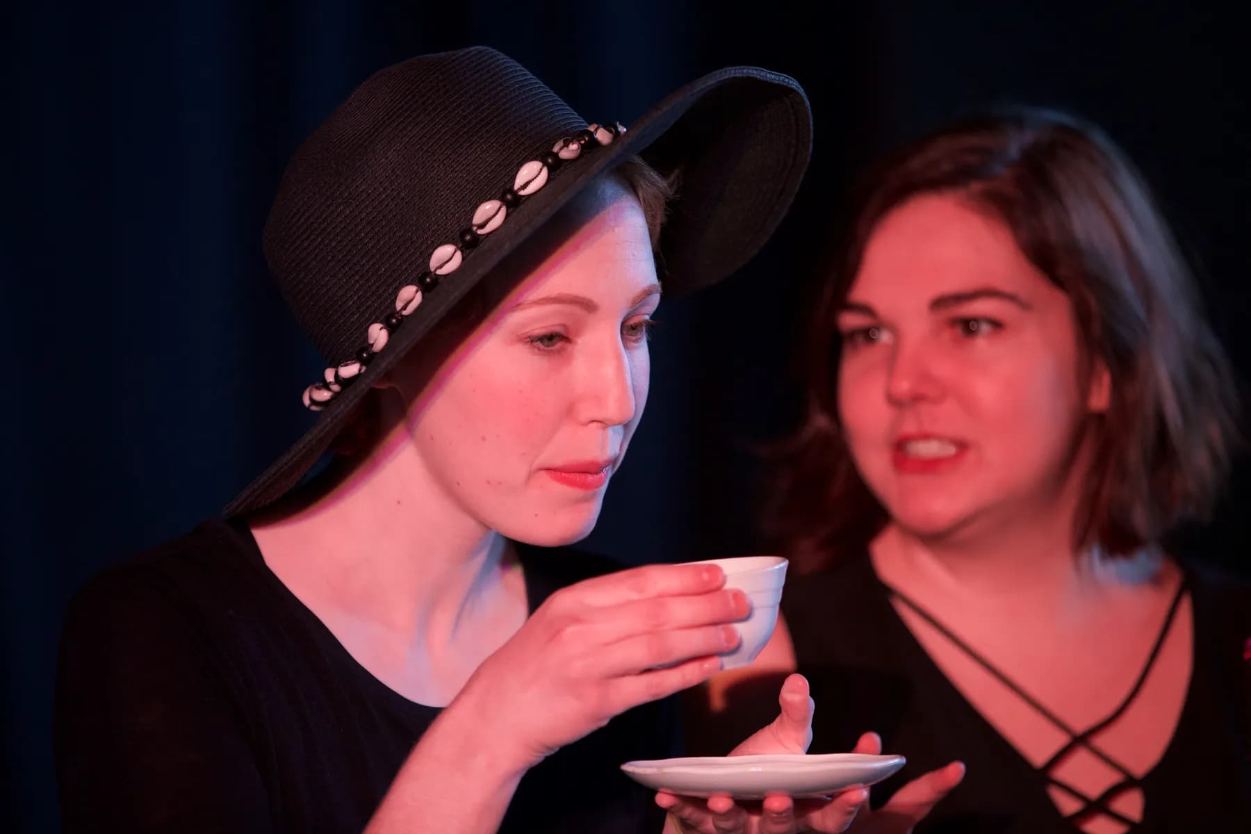 Adult acting class in Richmond Hill - two OVATION! students performing a tea-party scene